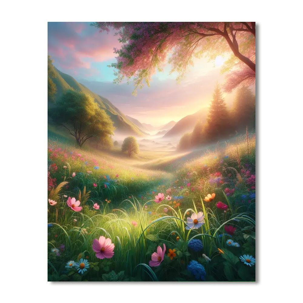 Beautiful Meadow Sunrise Paint By Numbers