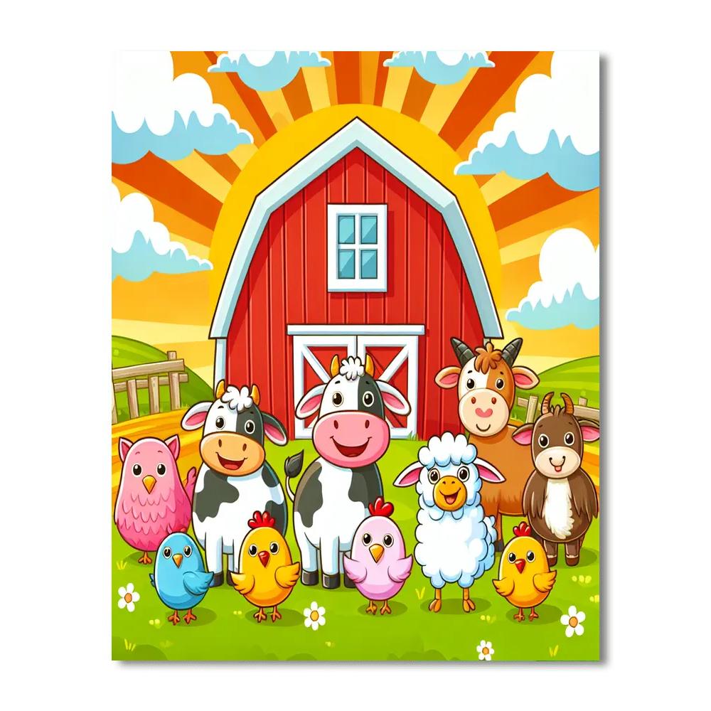 Busy Farmyard Paint By Number