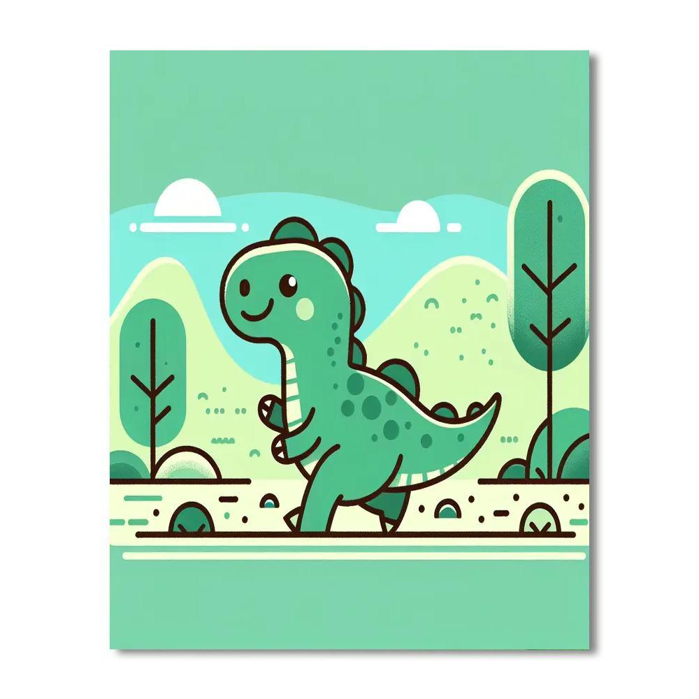 Friendly Dinosaur Roam Paint By Color
