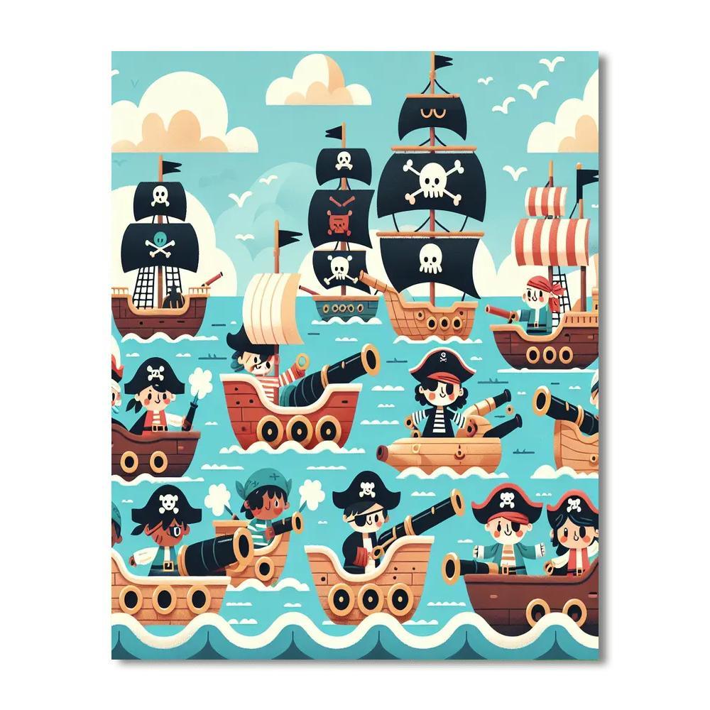 Pirate Ship Battle Numbered Painting Kits