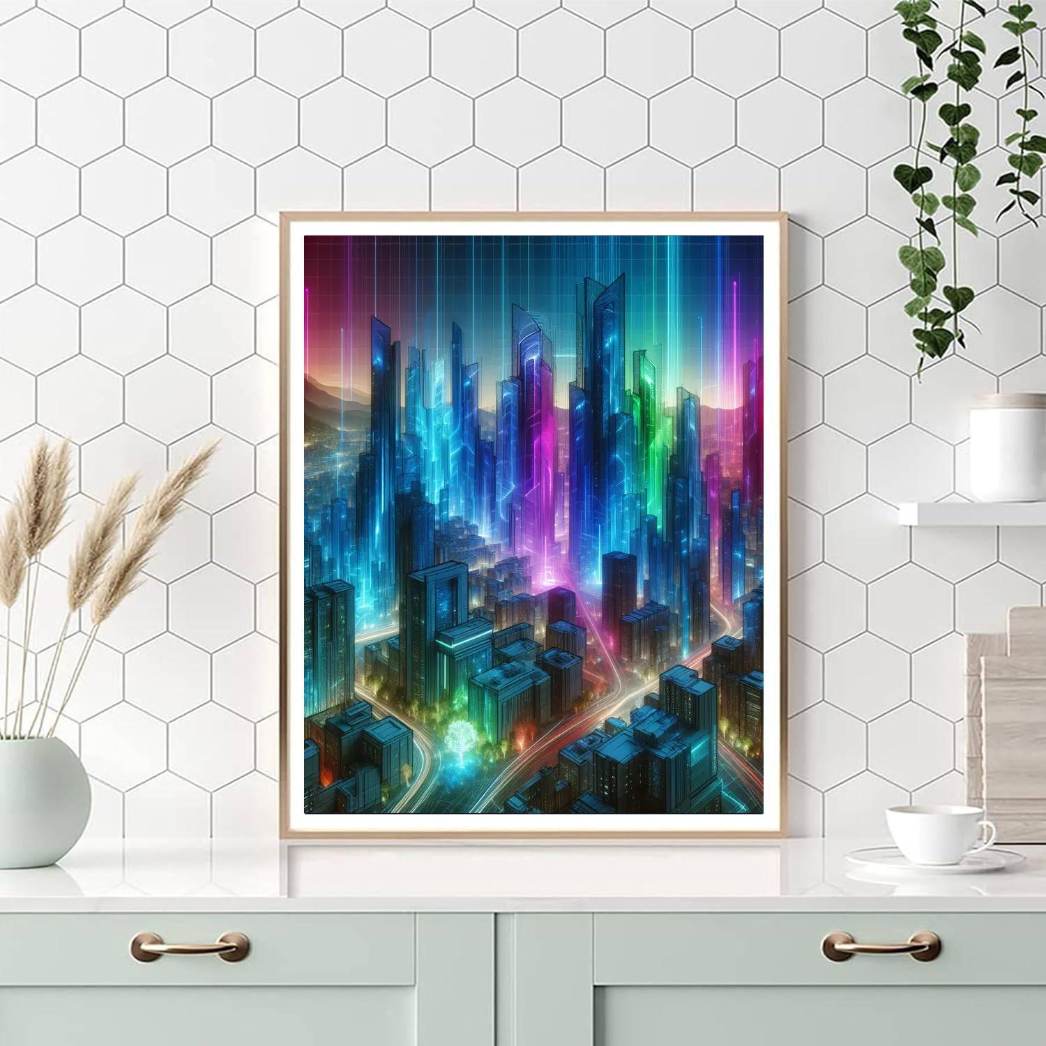 Futuristic Urban Vistas Painting Number Kit