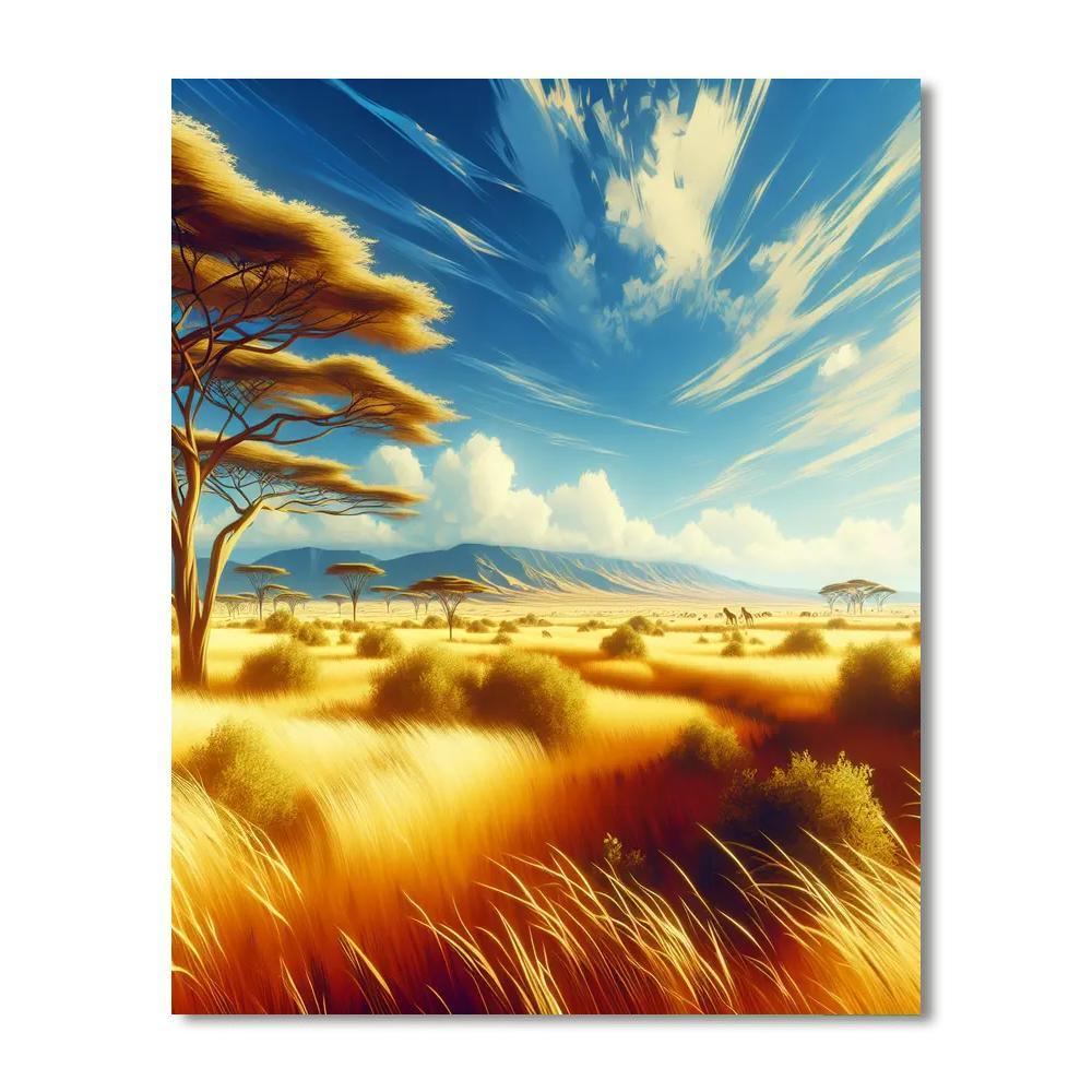 Golden Savanna Panorama Numbered Painting Kits