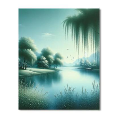 Whispering Willows By The Lake Paint By Numbers Art