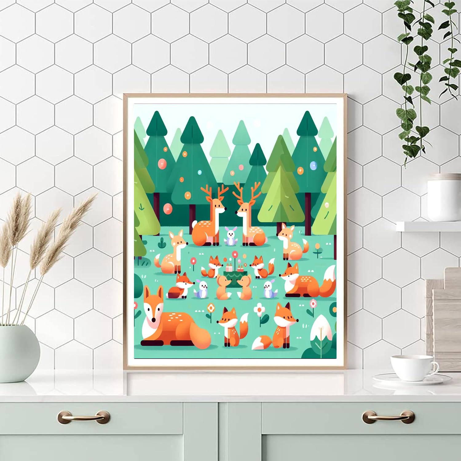 Merry Woodland Gathering Painting Number Kit