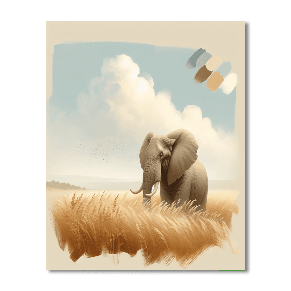 Elephant's Gentle Journey Paint By Color