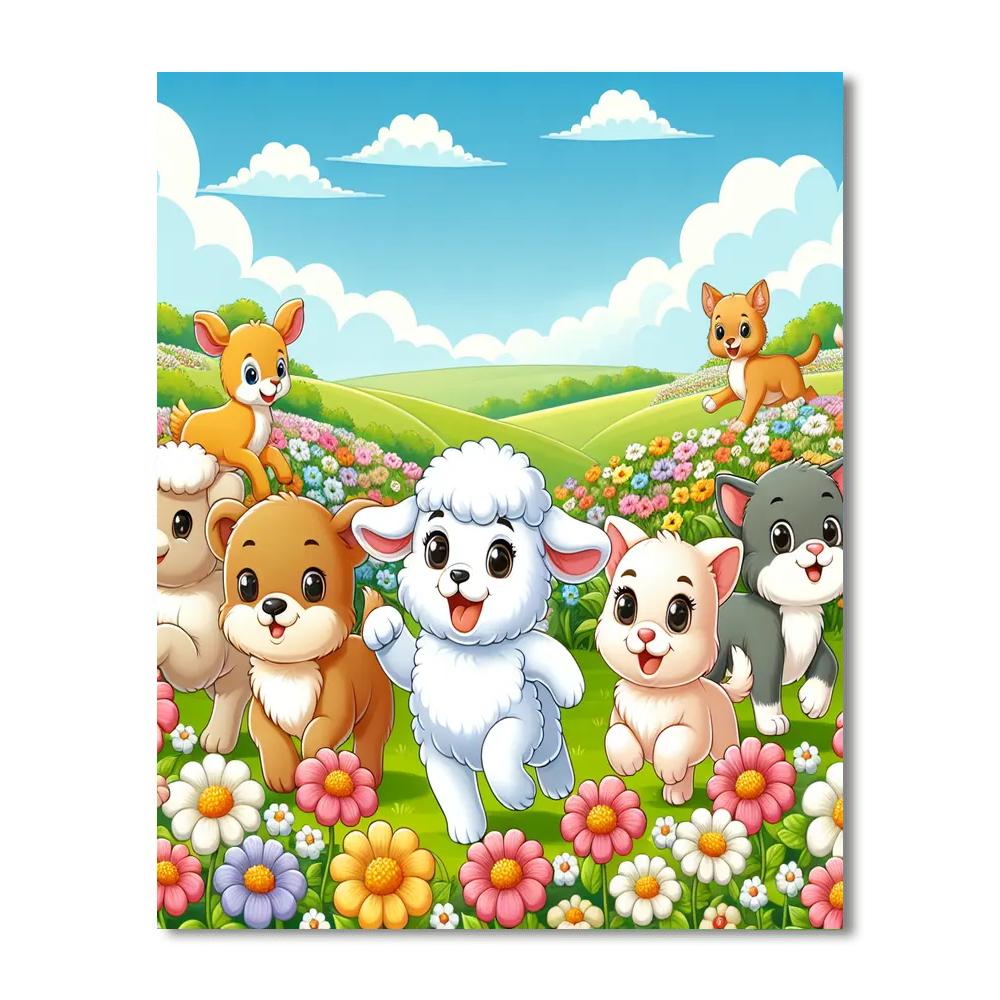 Bouncy Baby Animals Paint By Numbers Art