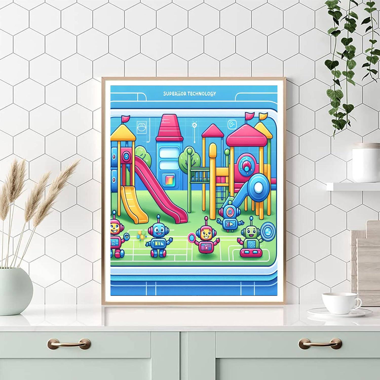 Playful Robot Playground Numbered Painting Kits