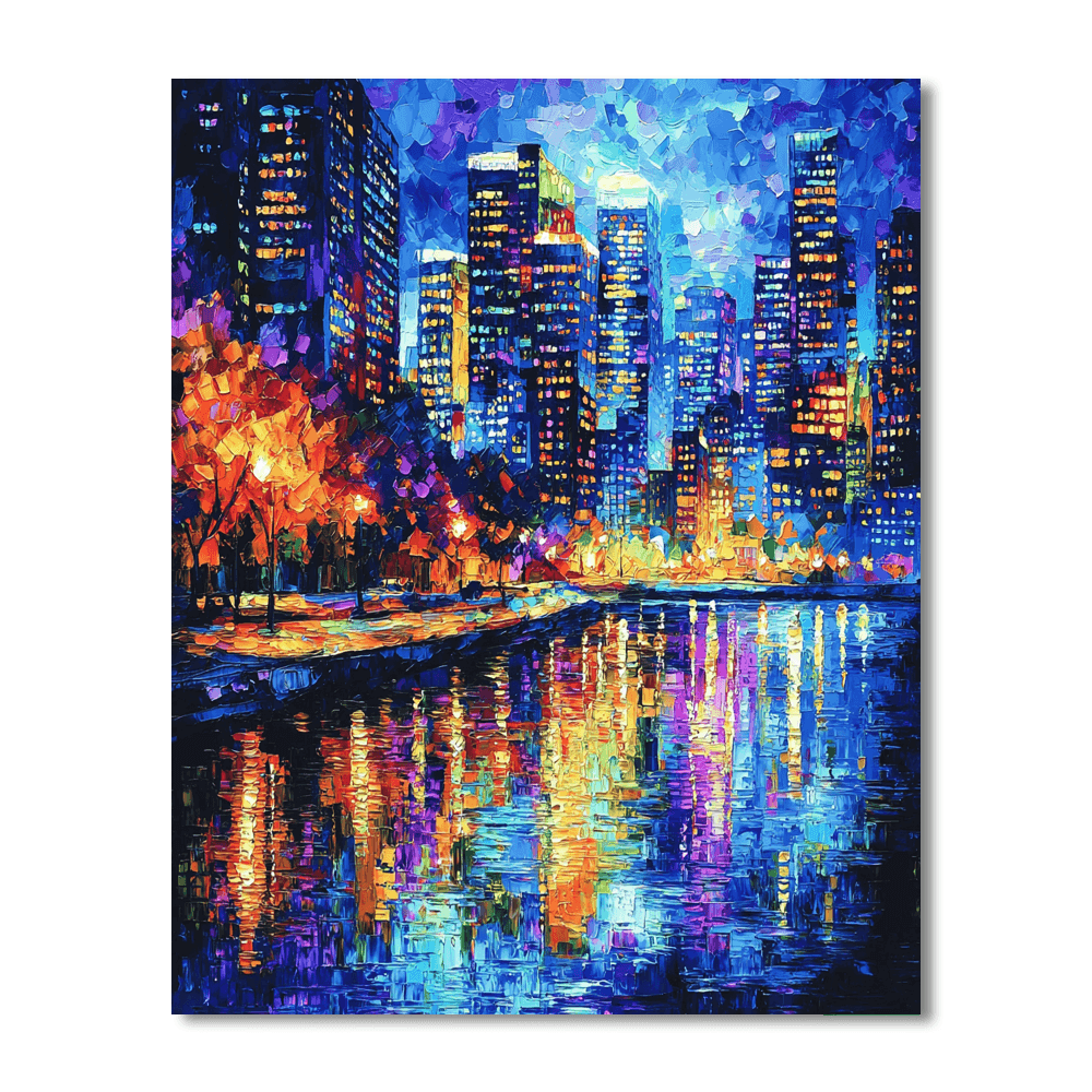 Leonid Afremov Inspired Dreamy City Lights - DIY Painting By Numbers Kit