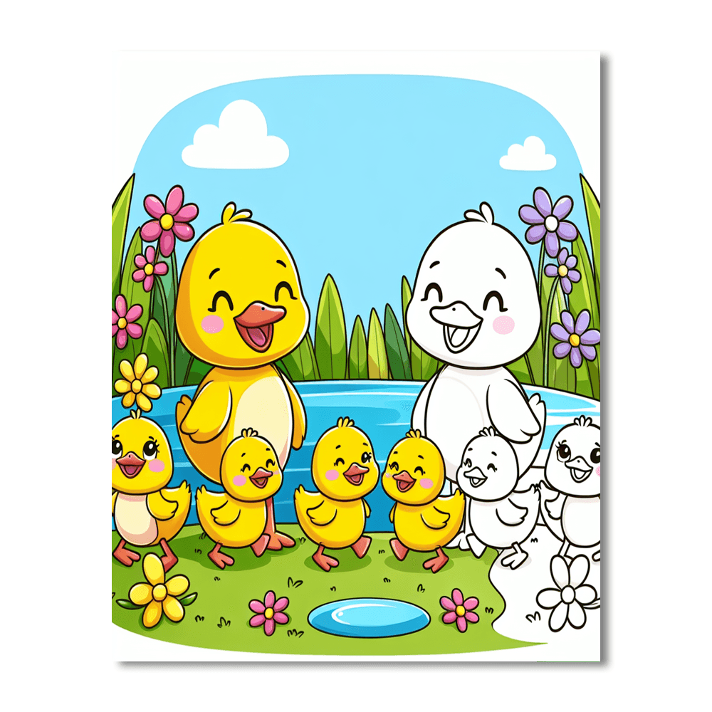 Playful Ducklings Paint By Numbers