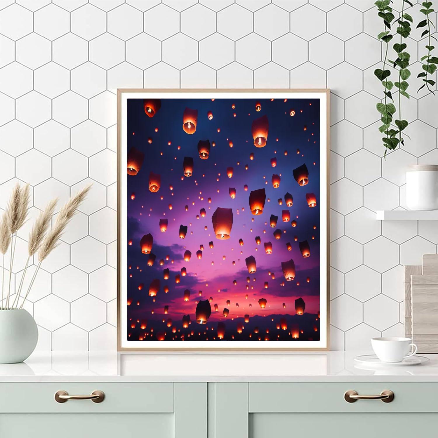 Floating Paper Lantern Festival Painting By Numbers Kit