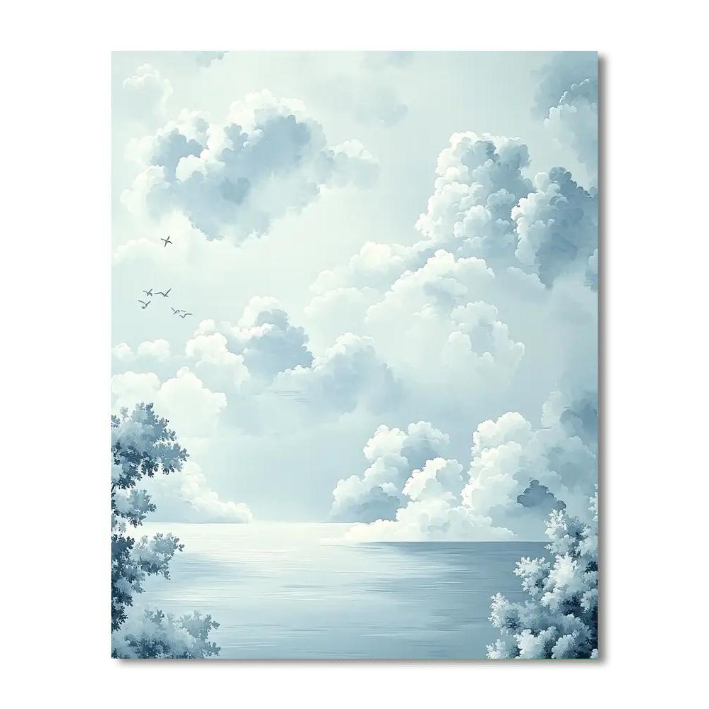 Zhao Mengfu Inspired Floating Clouds And Still Waters  Paint By Color