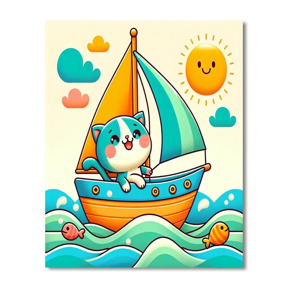 Sailing Adventure Cat Numbered Painting Kits