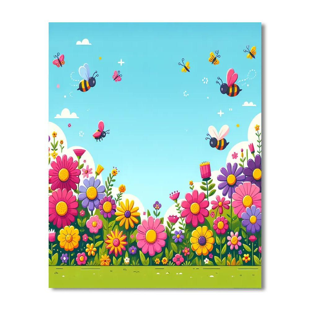 Lively Flower Garden Paint By Numbers Art