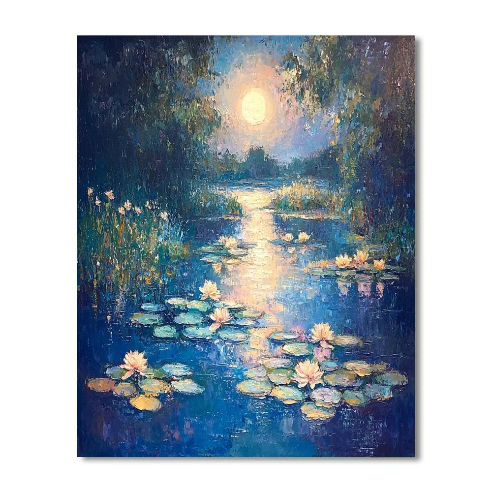 Claude Monet Inspired Lunar Garden Reverie  Number Painting