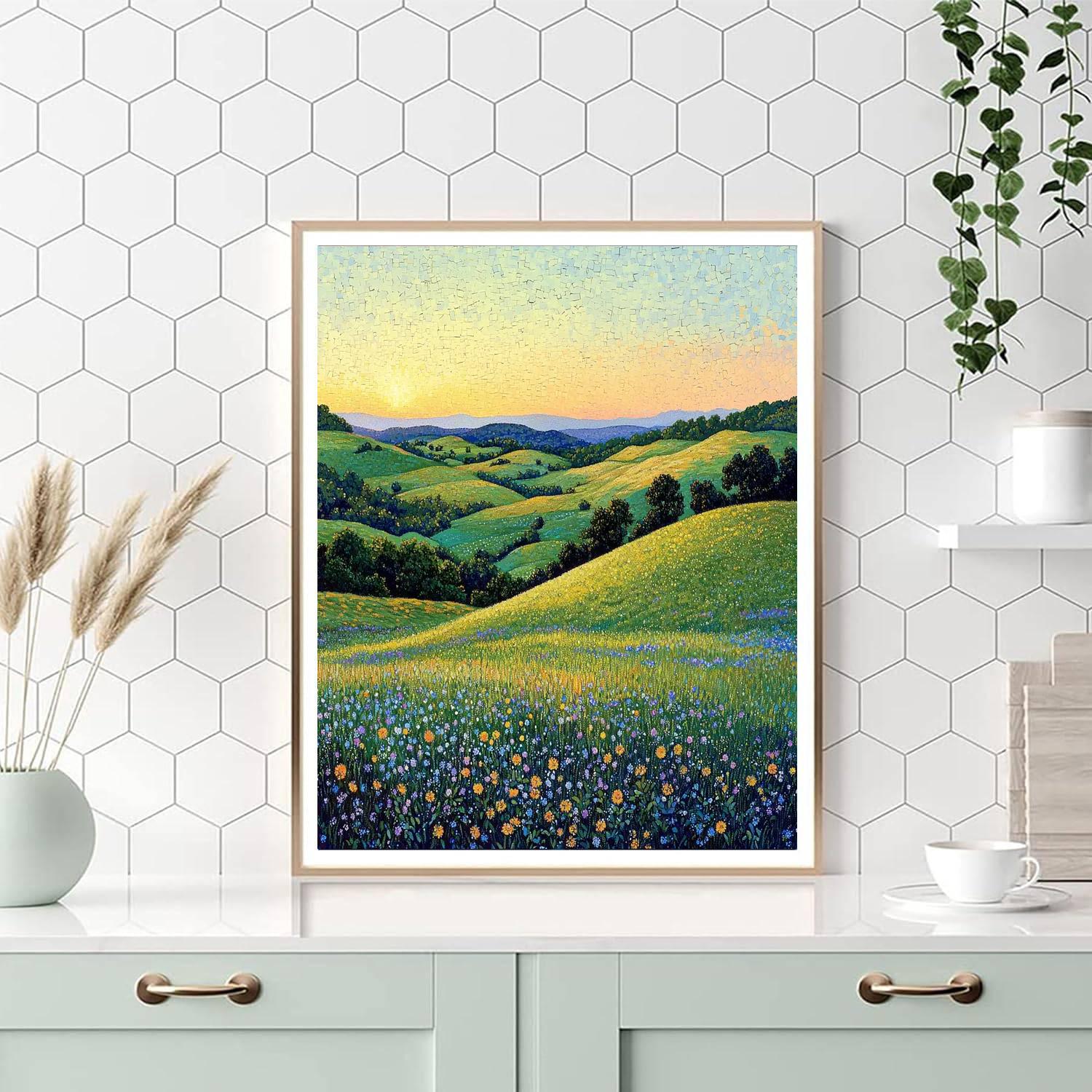 Georges Seurat Inspired Tranquil Meadow Mosaic  Numbered Painting Kits