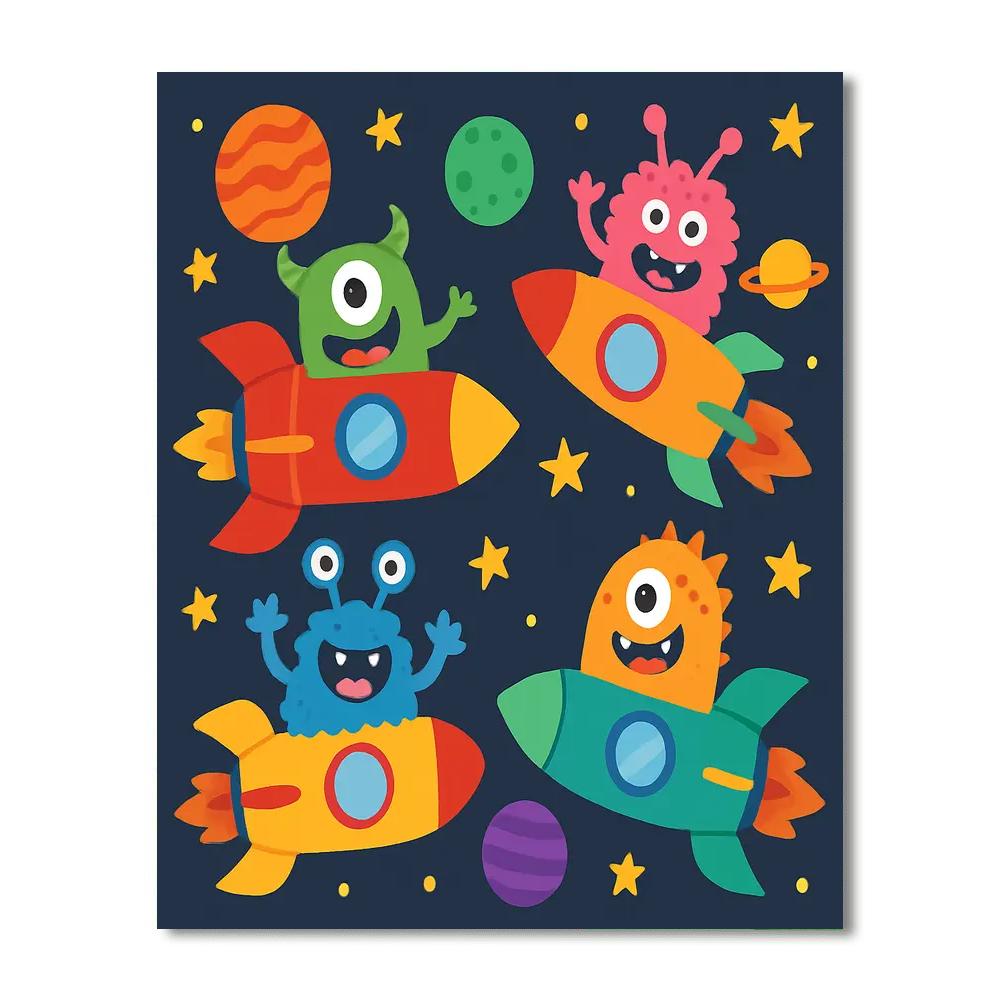 Silly Monsters In Space Paint By Numbers Kits