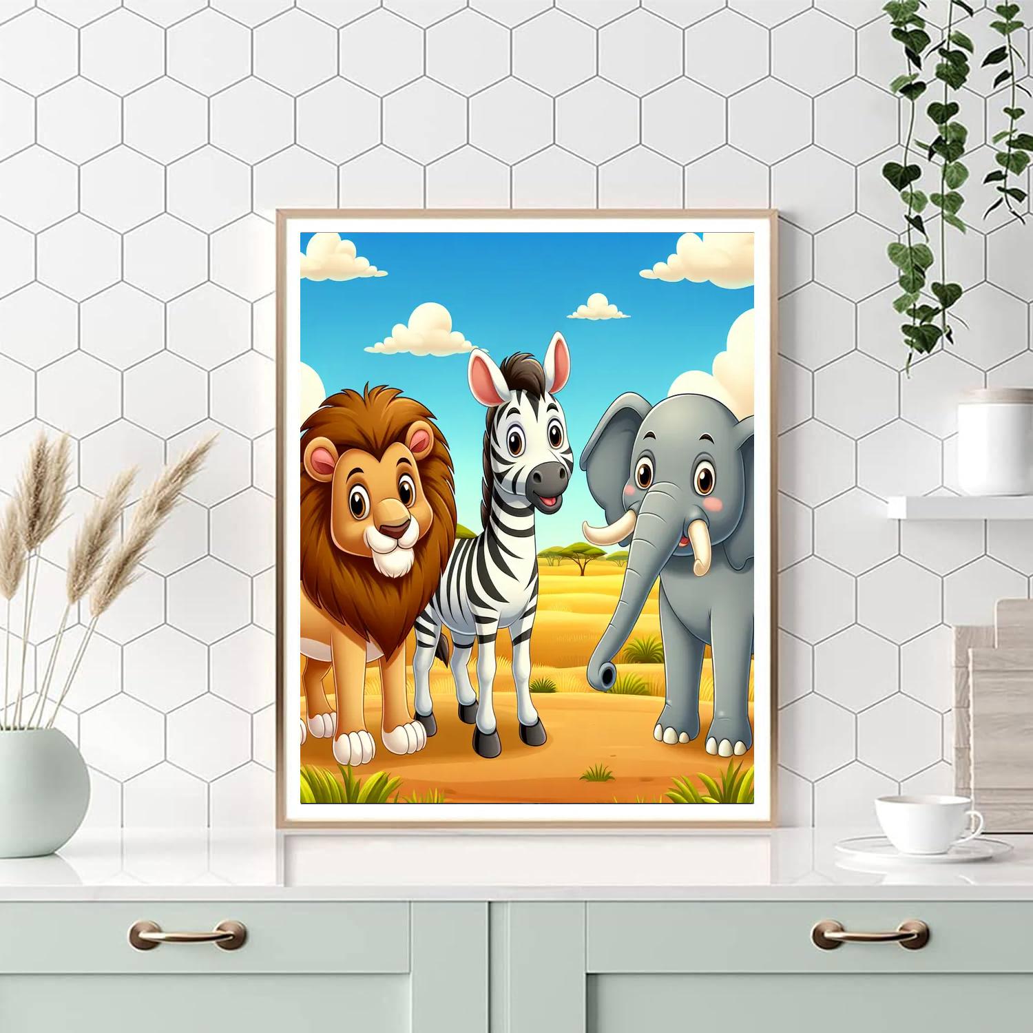 Colorful Safari Animals Numbered Painting Kits