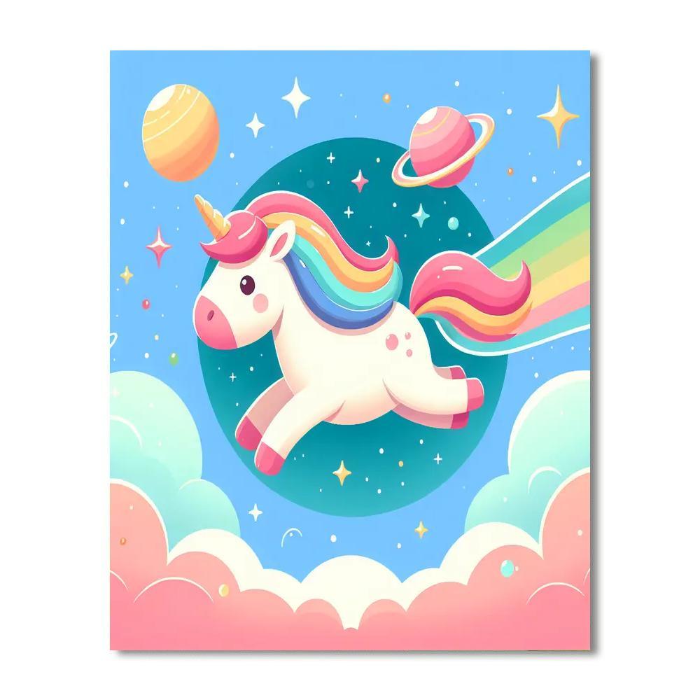 Cosmic Unicorn Ride Paint By Numbers Art