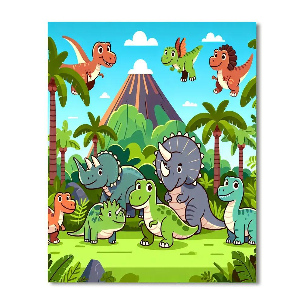 Dinosaurs Of The Lost World Number Painting