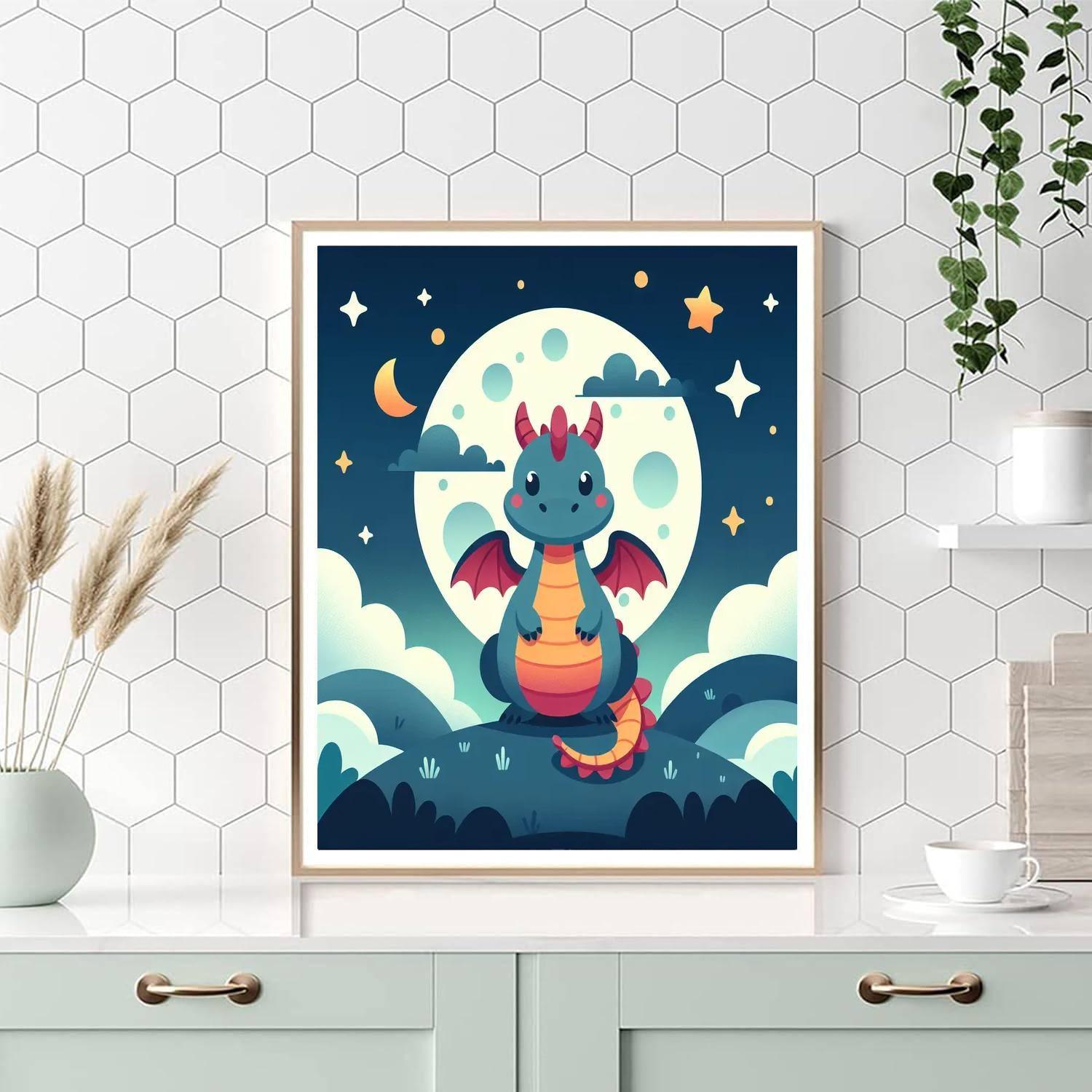 Moonlit Dragon Tales Number Painting