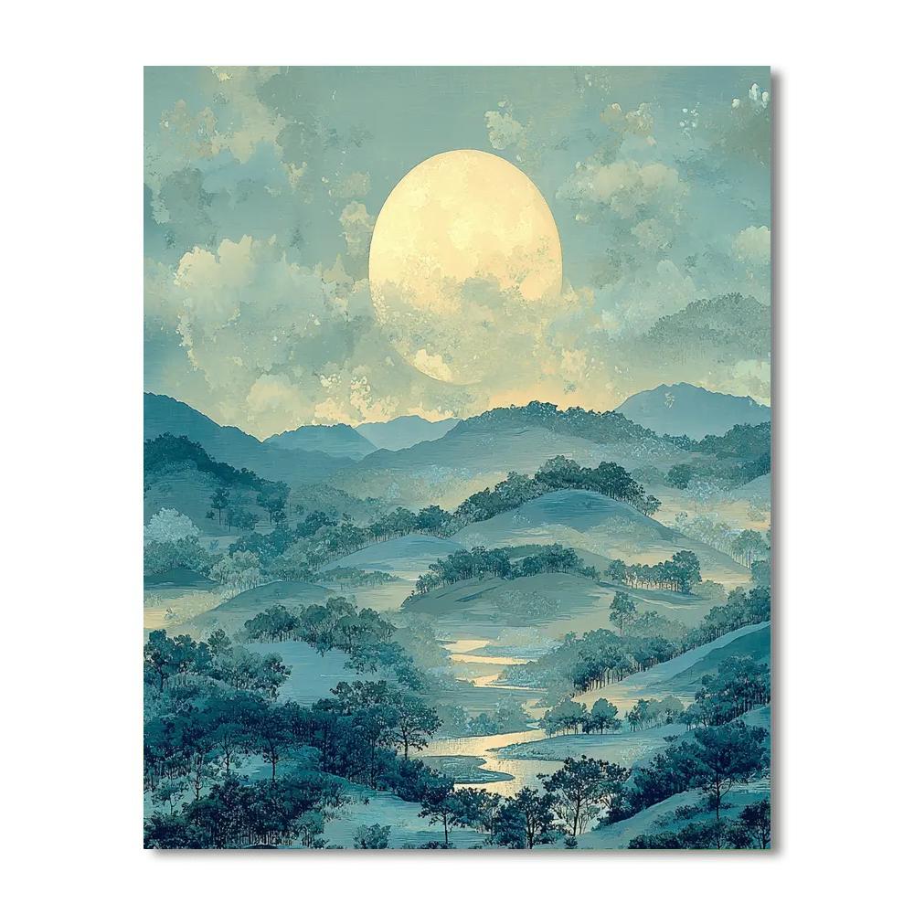 Hiroshige Inspired Mystic Moonrise  Number Painting