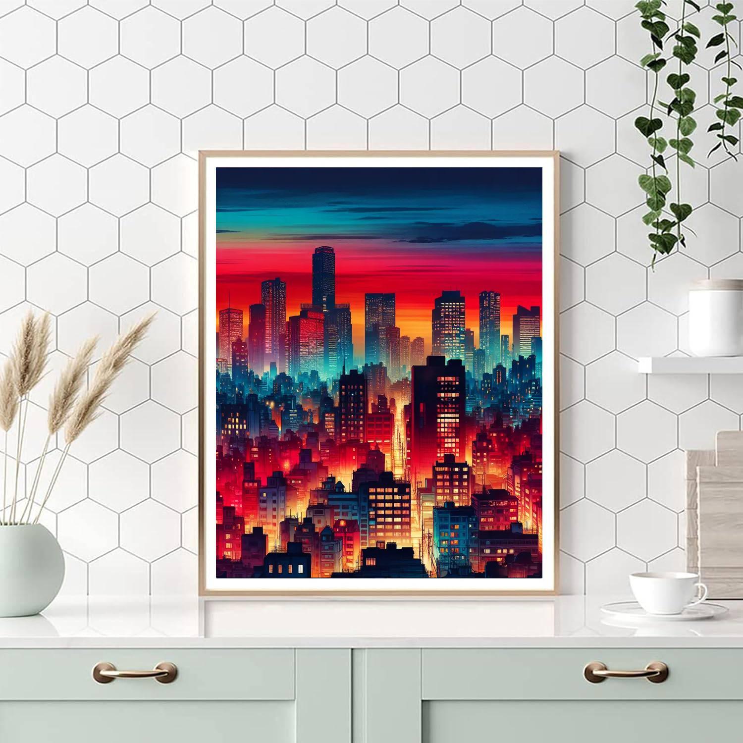 Vibrant Cityscape Skyline Paint By Number
