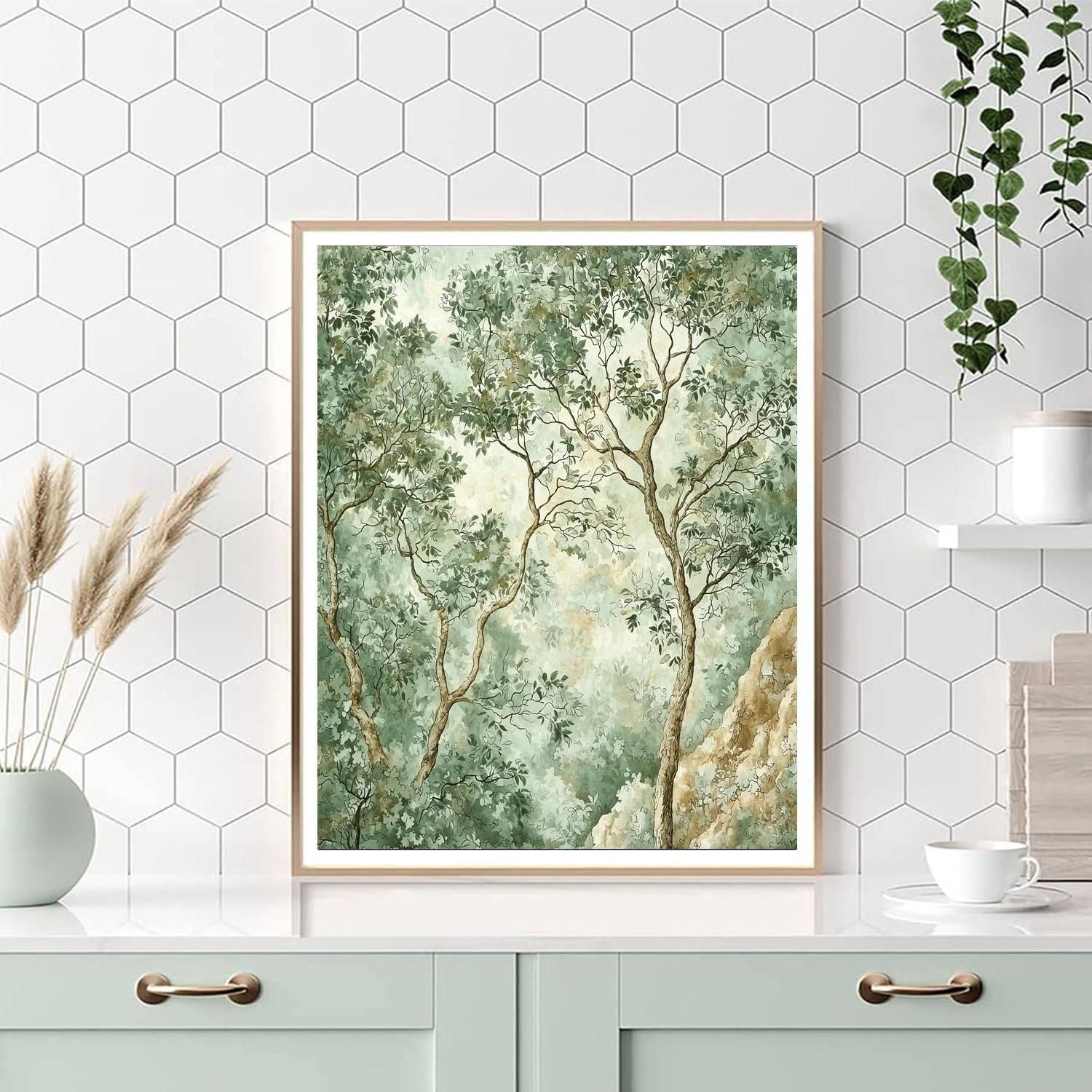 Leonardo Da Vinci Inspired Trees Of Tranquility  Numbered Painting Kits