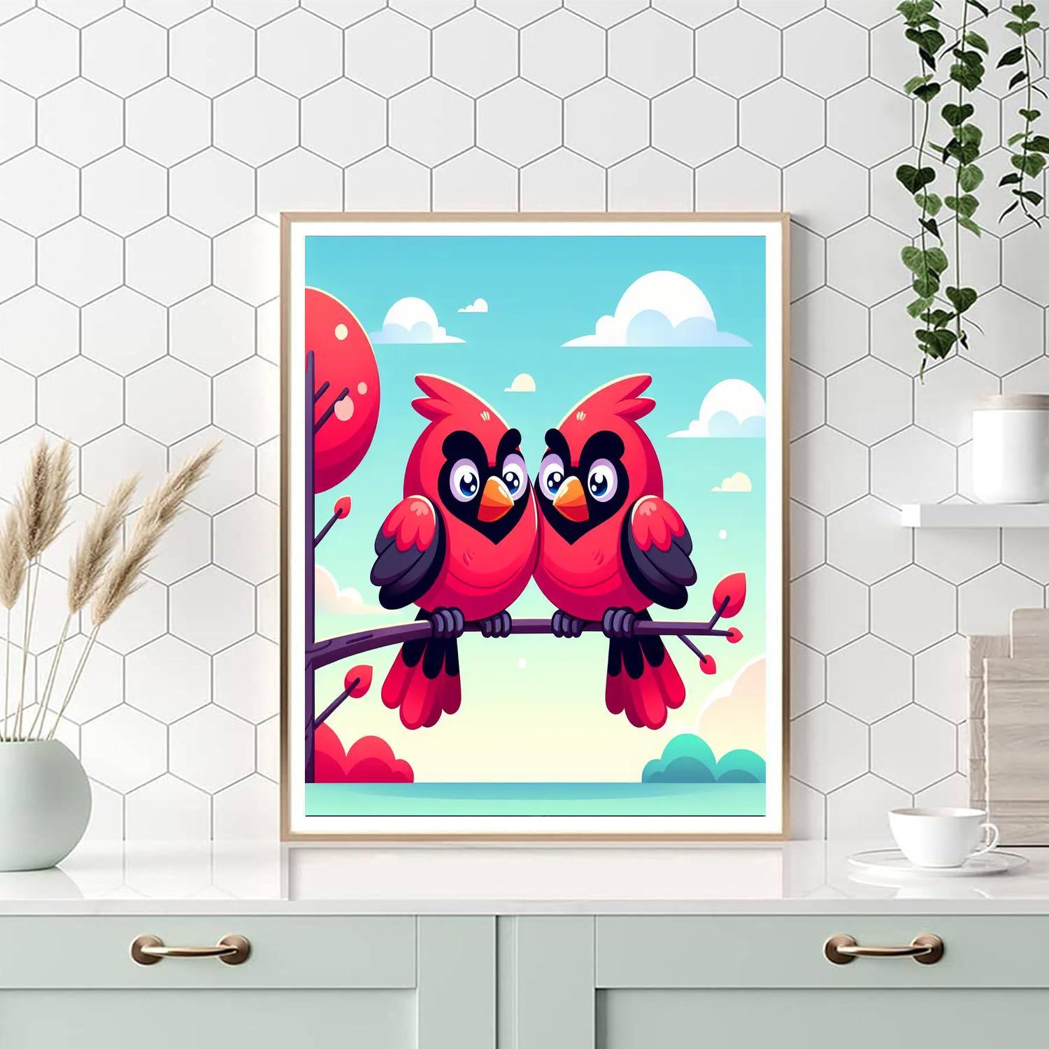 Chirpy Cardinal Friends Paint By Color