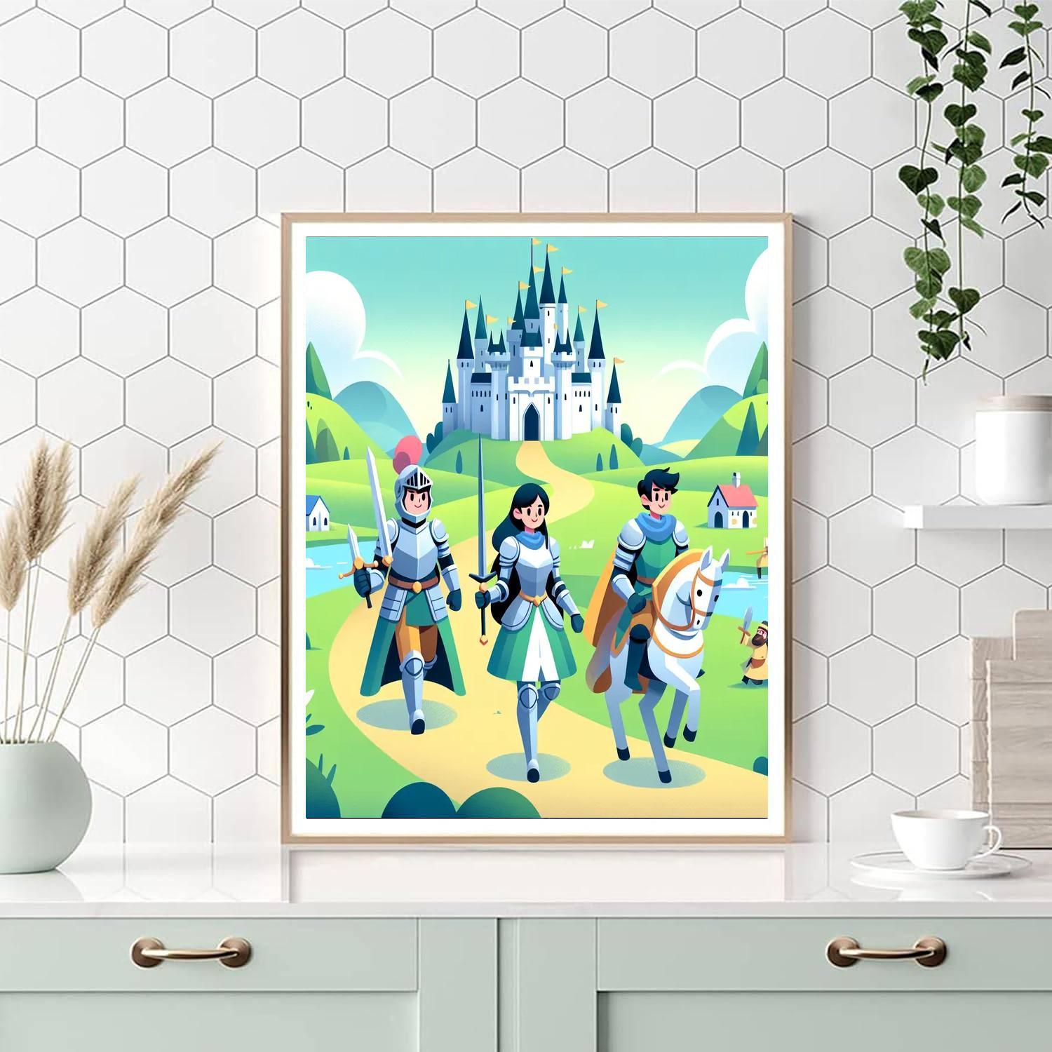 Castle Adventure With Enchanted Knights Painting By Numbers Kit