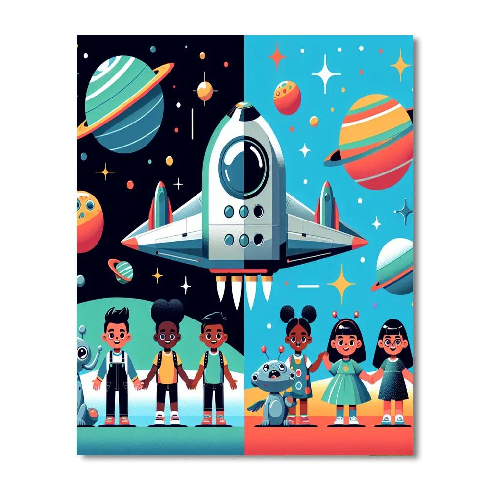 Alien Space Adventure Number Painting