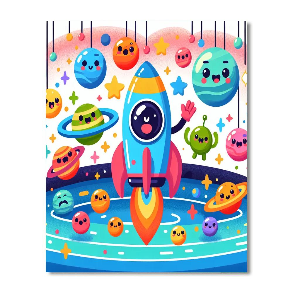 Curious Space Adventure Paint By Numbers Art