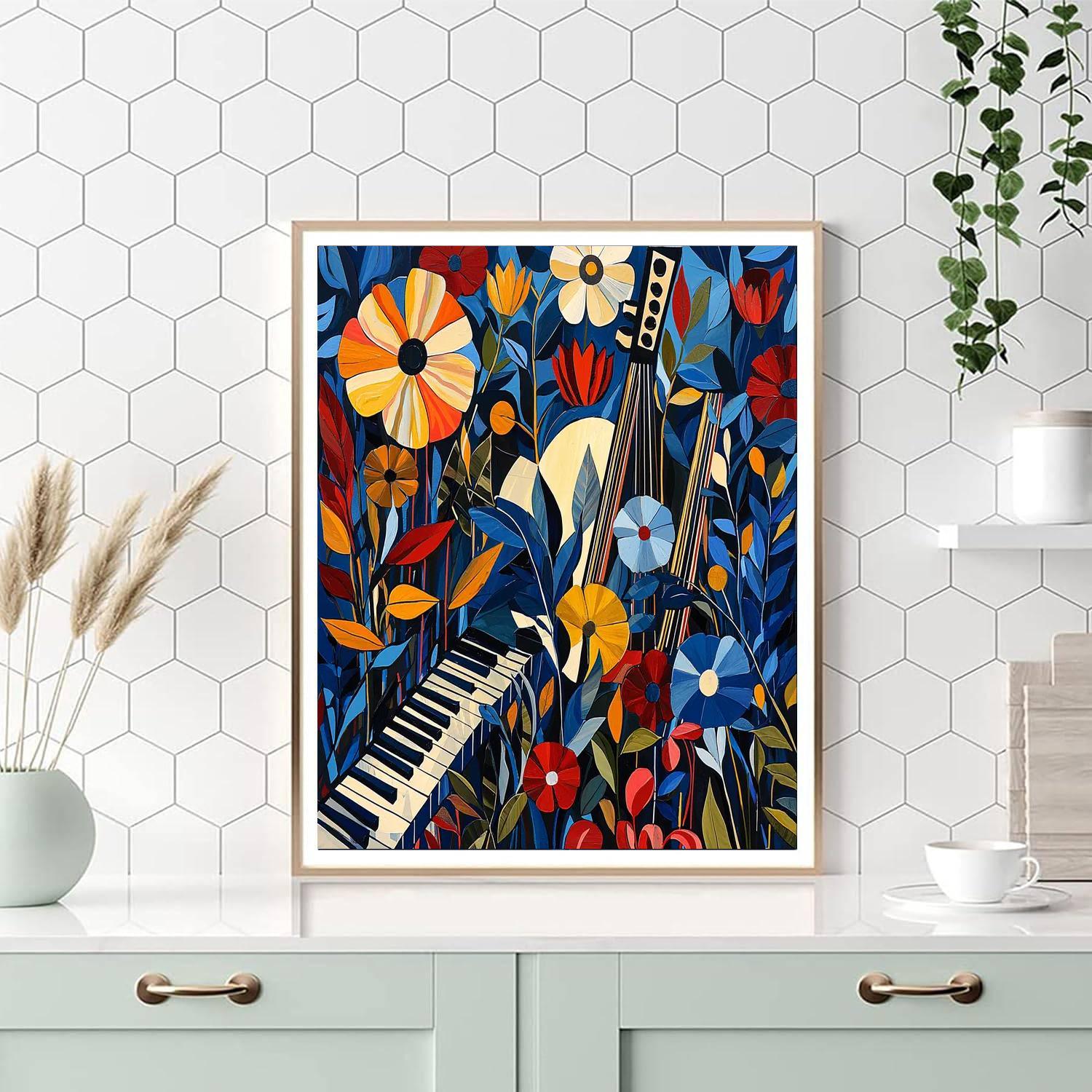 Romare Bearden Inspired Floral Jazz Harmony  Painting By Numbers Kit