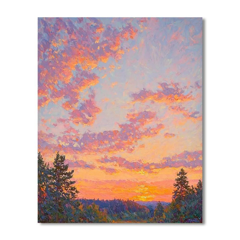 Monet Inspired Ethereal Evening Sky  Painting By Numbers Kit