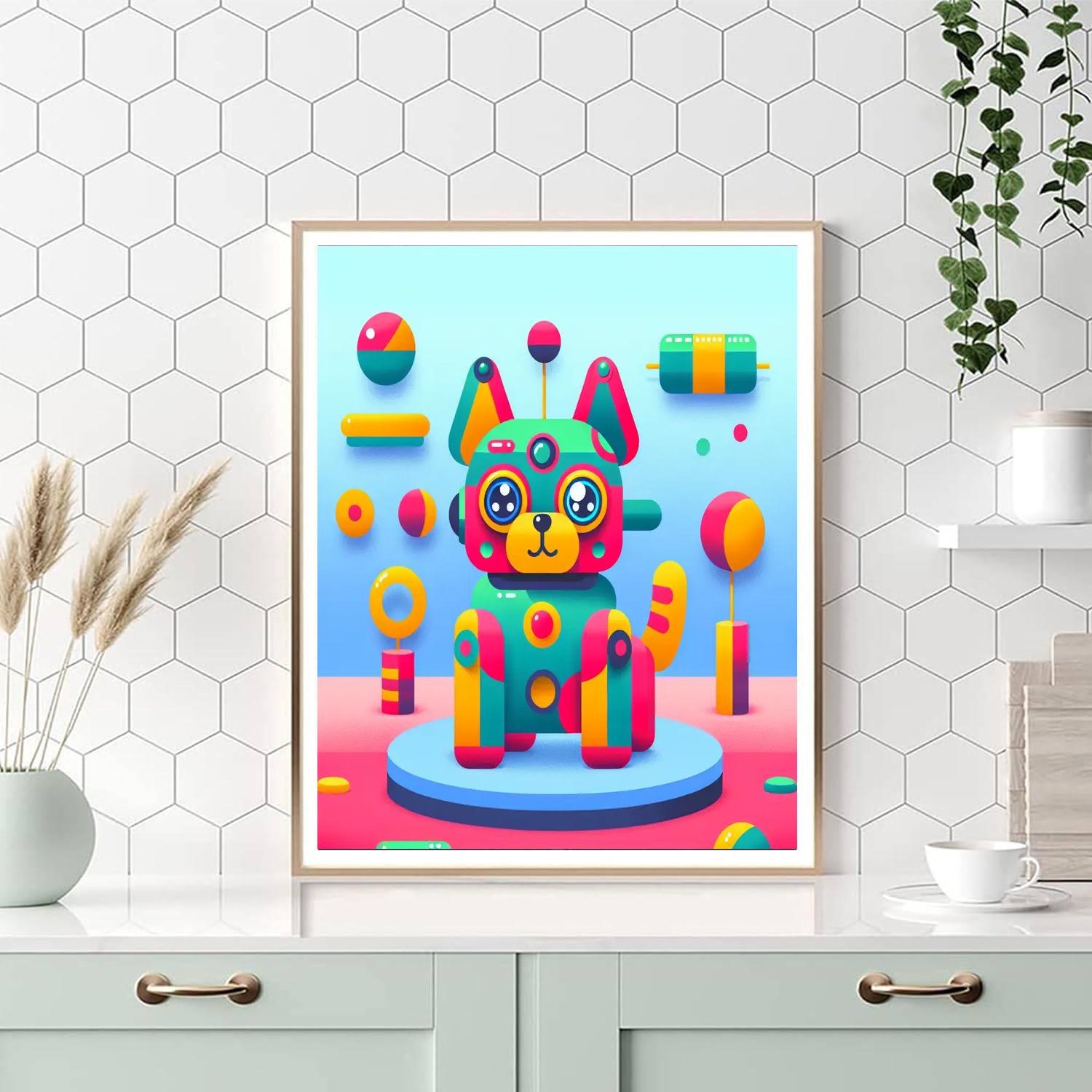 Colorful Robot Dog Numbered Painting Kits