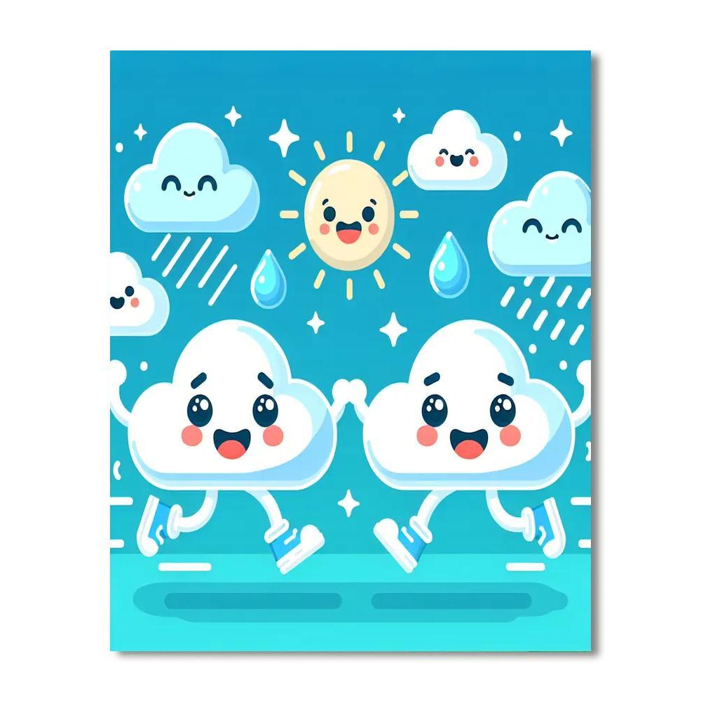 Silly Cloud Characters Paint By Numbers Art
