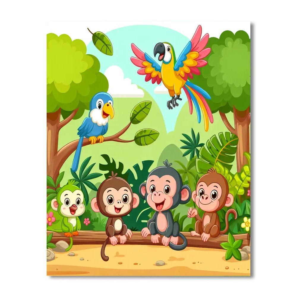 Jungle Friends Expedition Paint By Numbers Art
