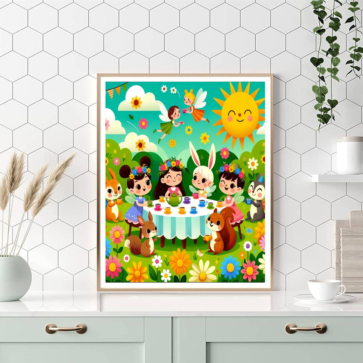 Sunny Meadow Tea Party Paint By Numbers Art