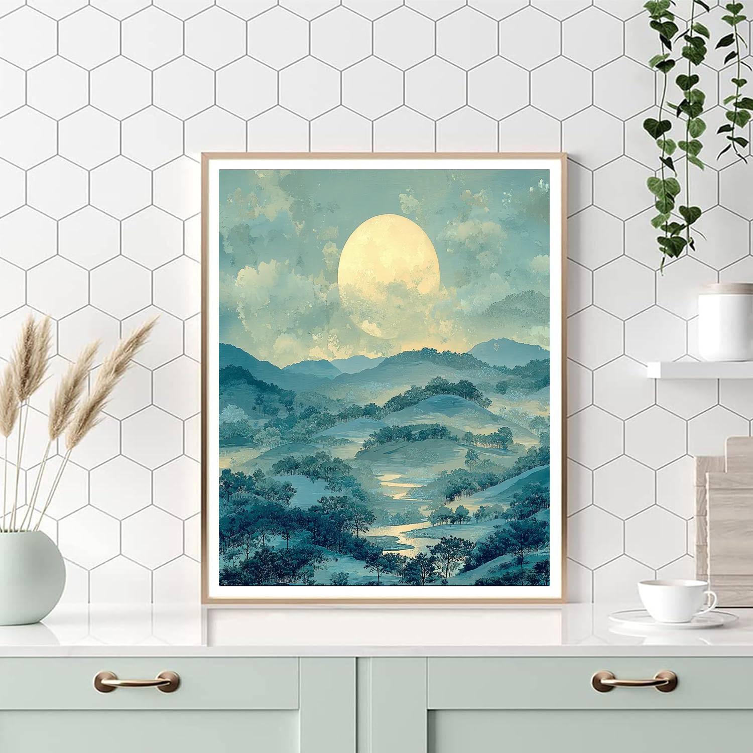 Hiroshige Inspired Mystic Moonrise  Number Painting