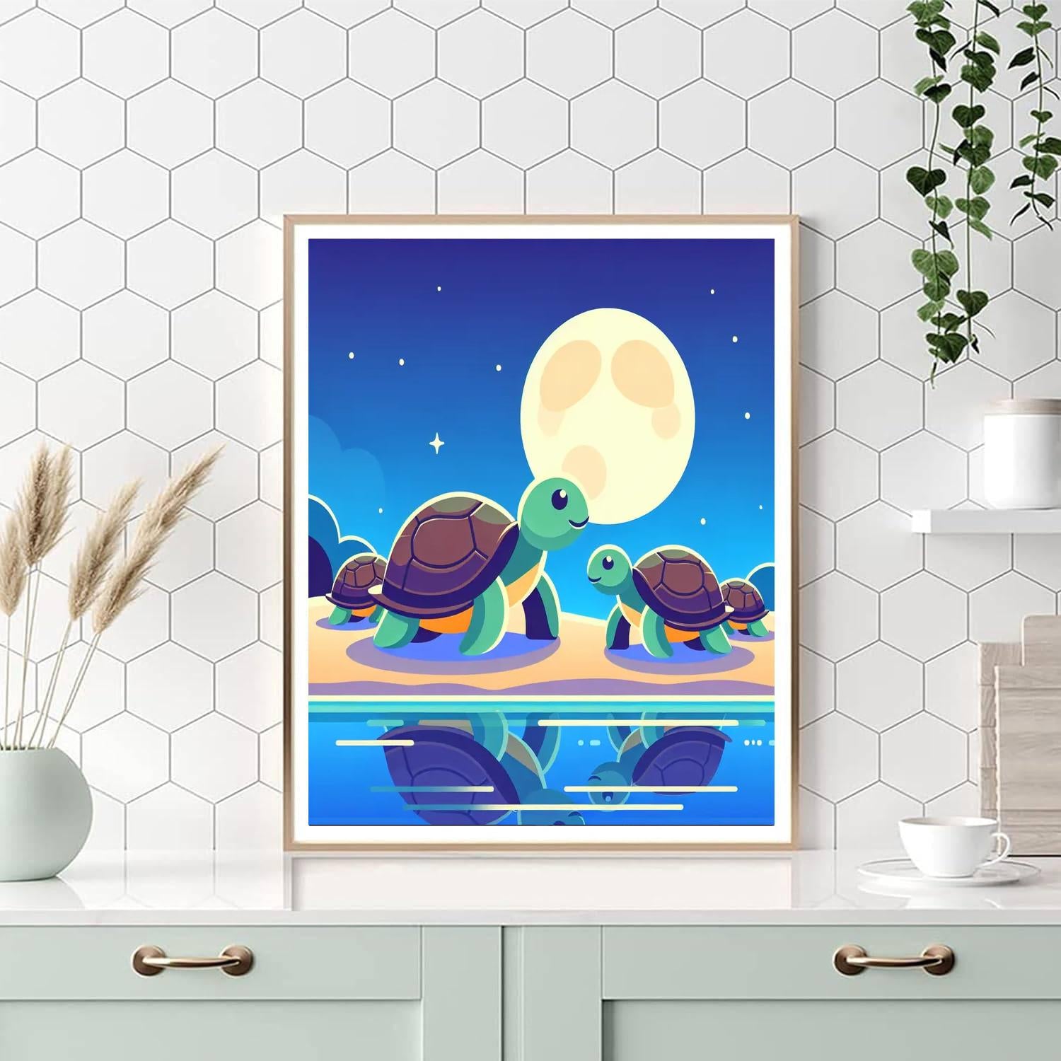 Tranquil Twilight Turtle Numbered Painting Kits