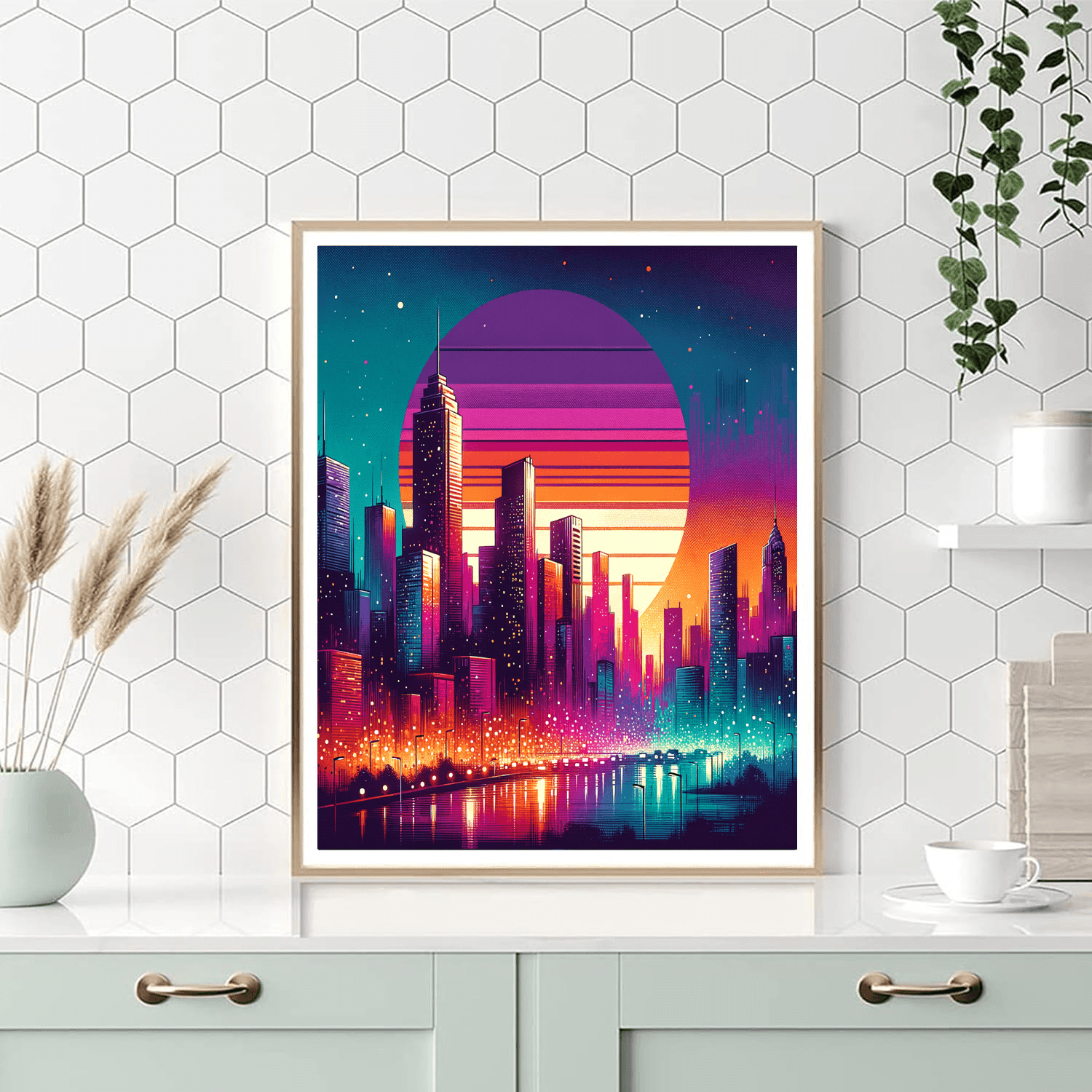 Retro Urban Skyline Paint By Color