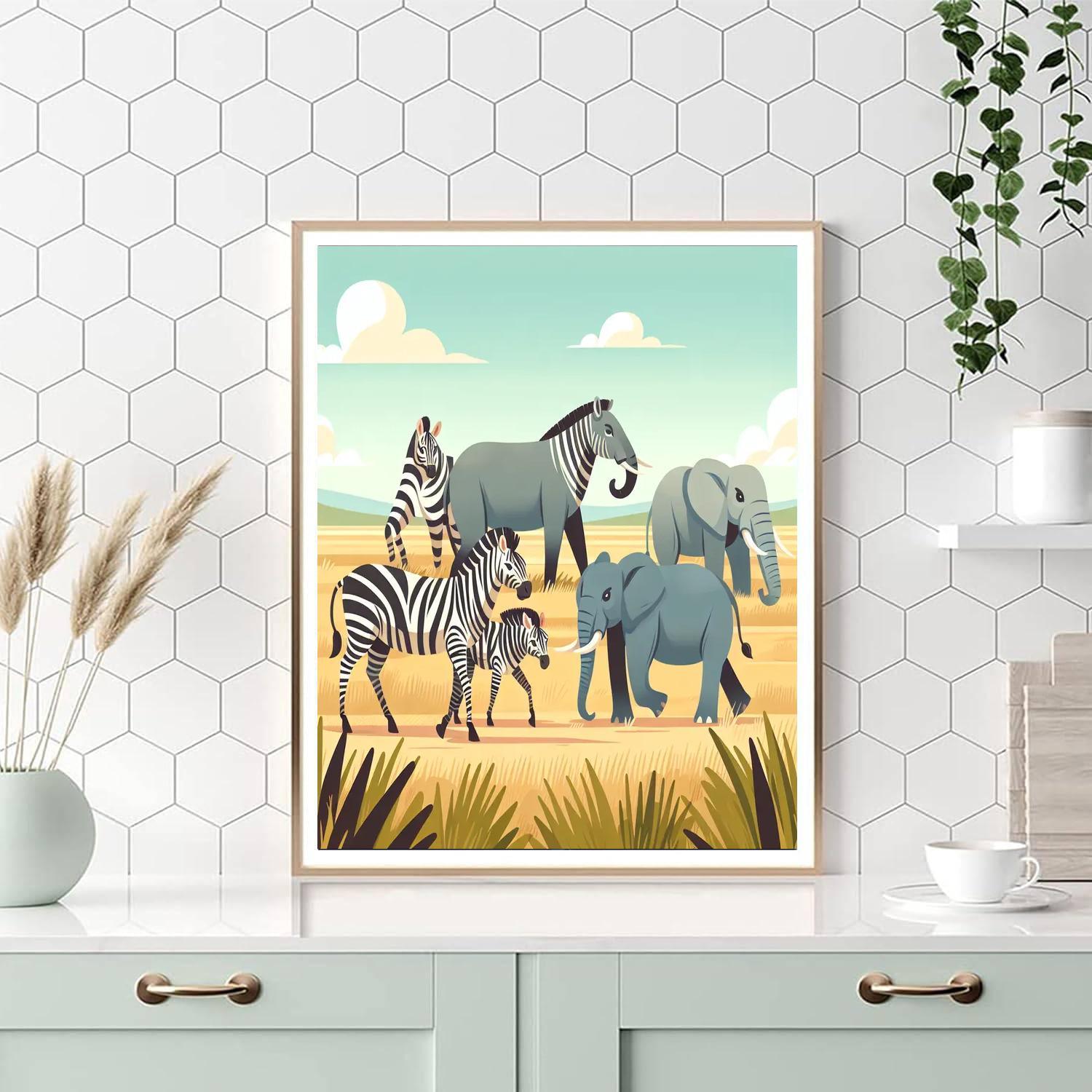 Savanna Wildlife Trek Number Painting