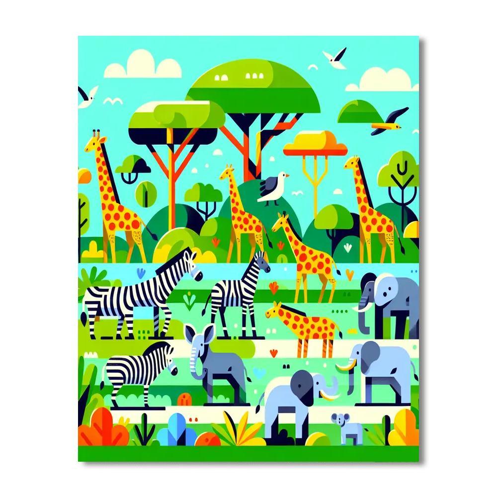 Savannah Wildlife Adventure Paint By Numbers Art