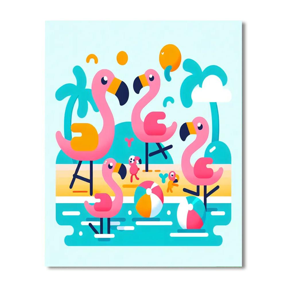 Frolicking Flamingo Frolic Paint By Numbers