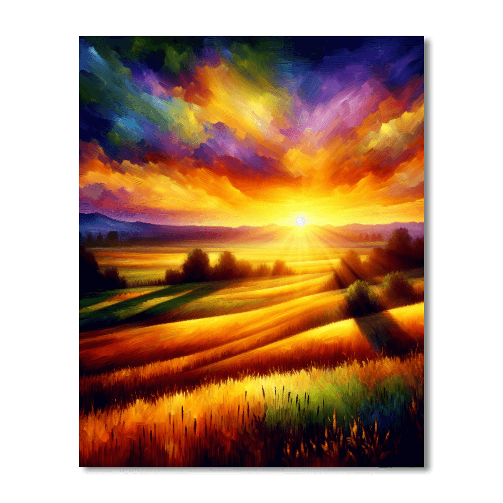 Sunset Over The Fields Paint By Number
