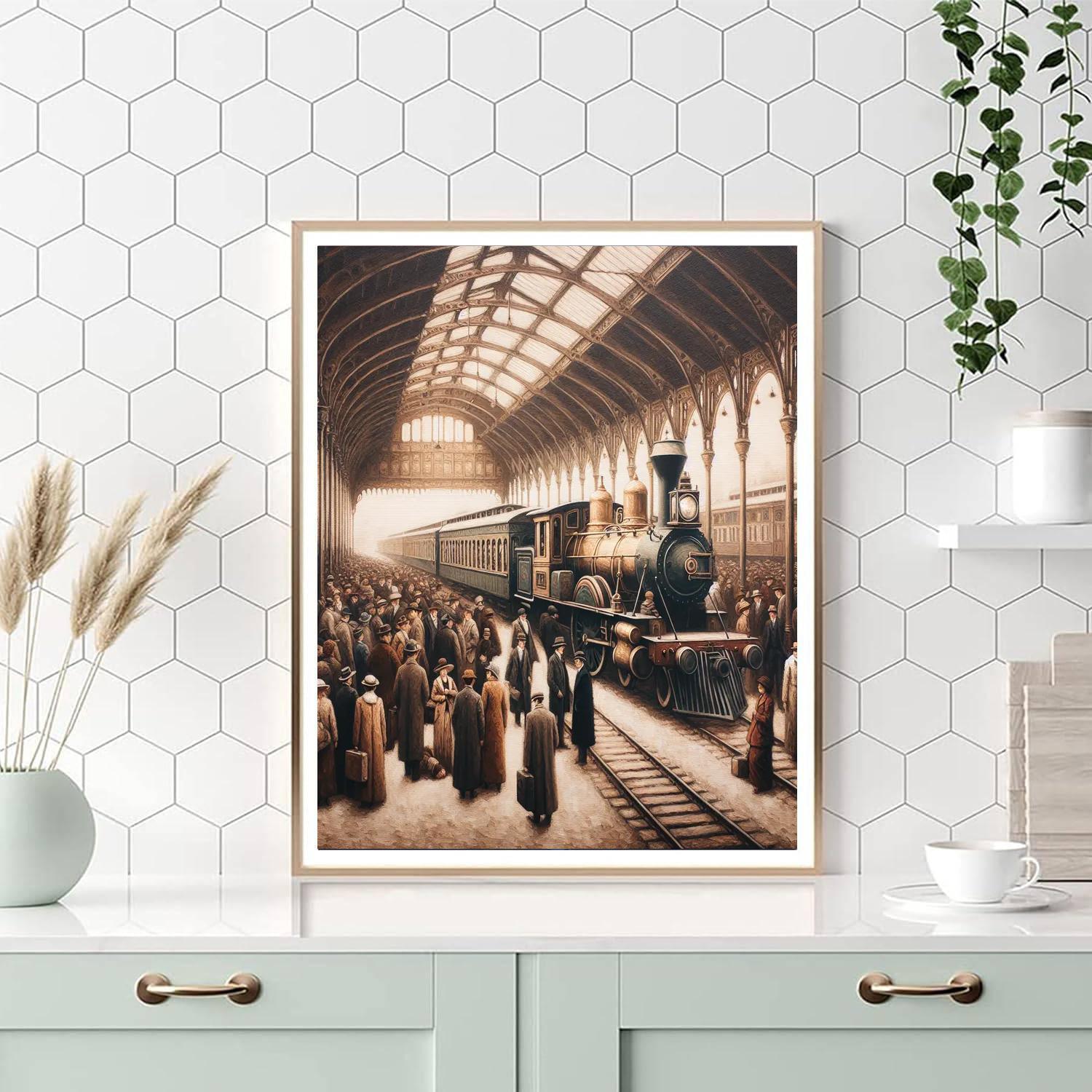 Nostalgic Train Station Departure Numbered Painting Kits