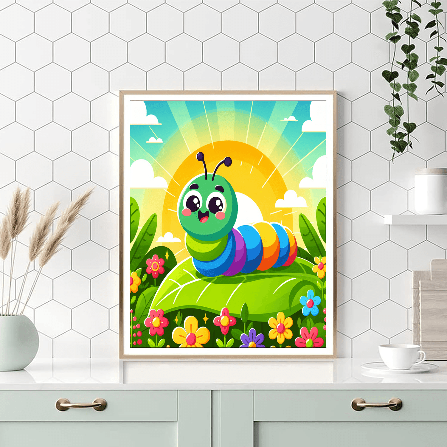 Smiling Caterpillar Paint By Numbers Art