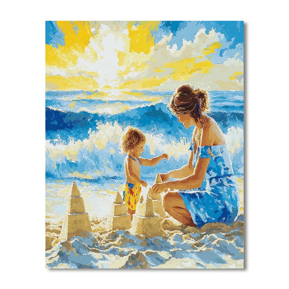 Mom And Me By The Sea Painting Number Kit