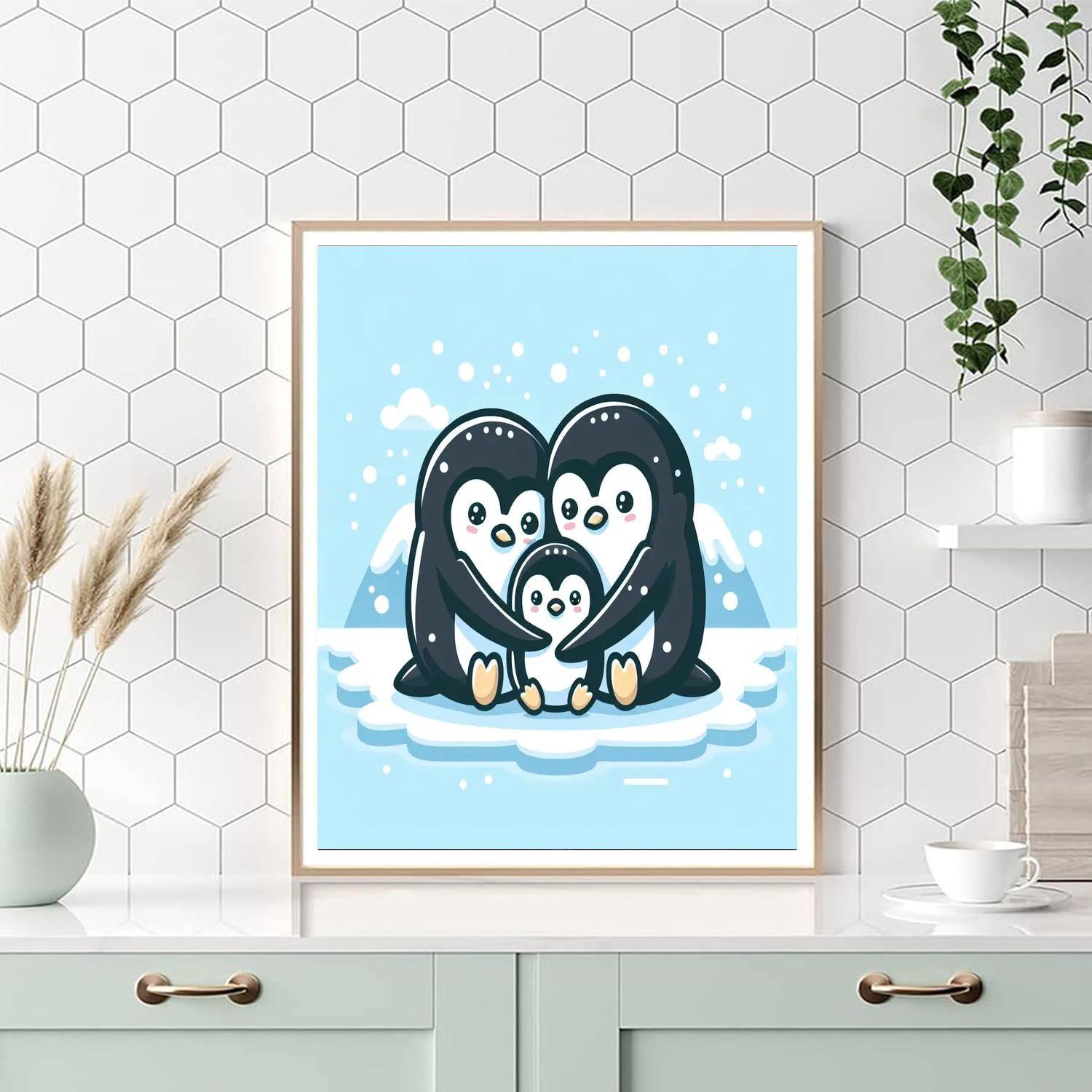 Happy Penguin Family Numbered Painting Kits