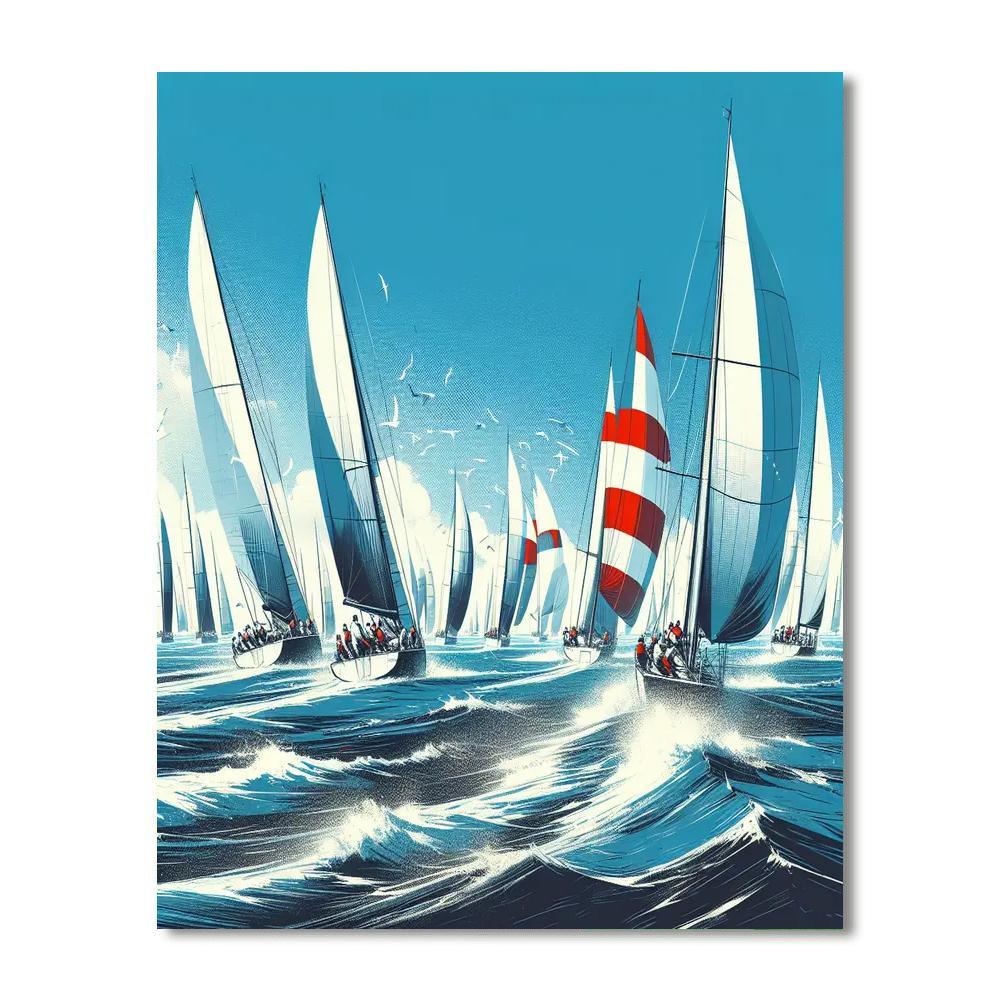 Nautical Sailboat Regatta Painting By Numbers Kit