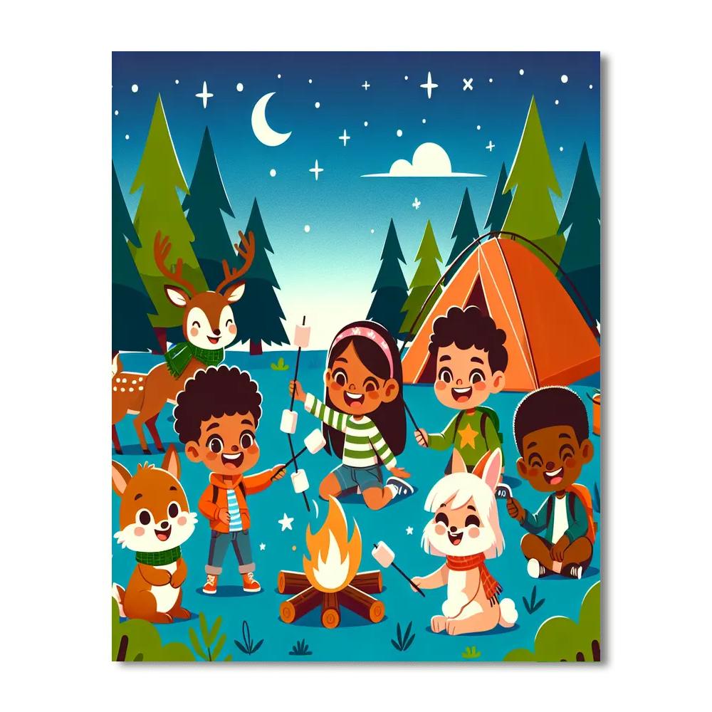 Cheerful Camping Fun Paint By Numbers